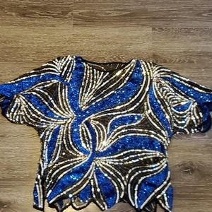 Sequined and beaded sheer rop